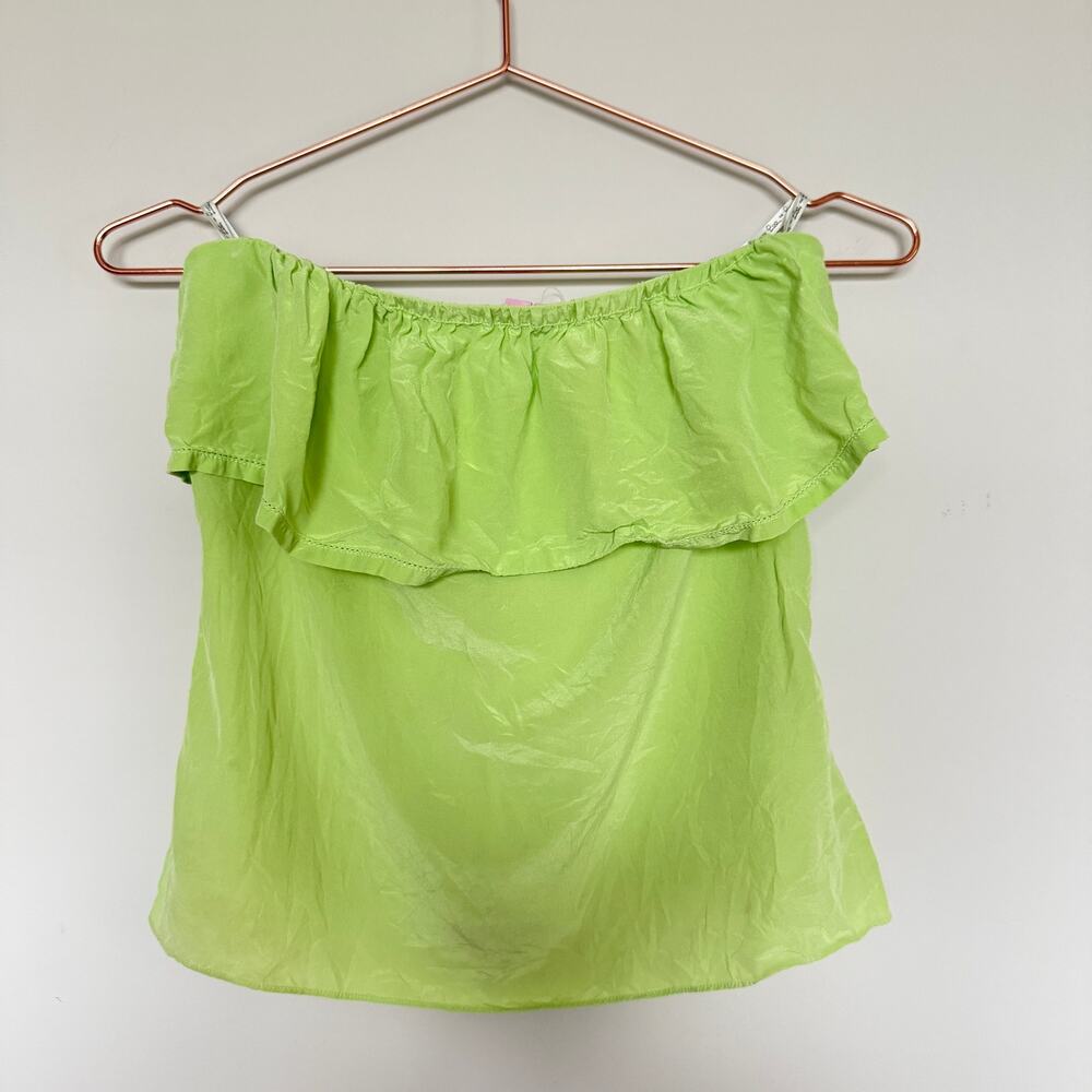 Lilly Pulitzer Women Silk Ginny Top Small Lime Green Coastal Y2K Summer Vacation - Picture 2 of 6